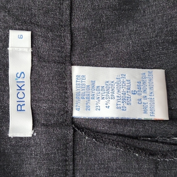 Ricki's Heathered Grey Stretch Mid Rise Fitted Subtle Flare Pants Regular Size 6 - Picture 9 of 14